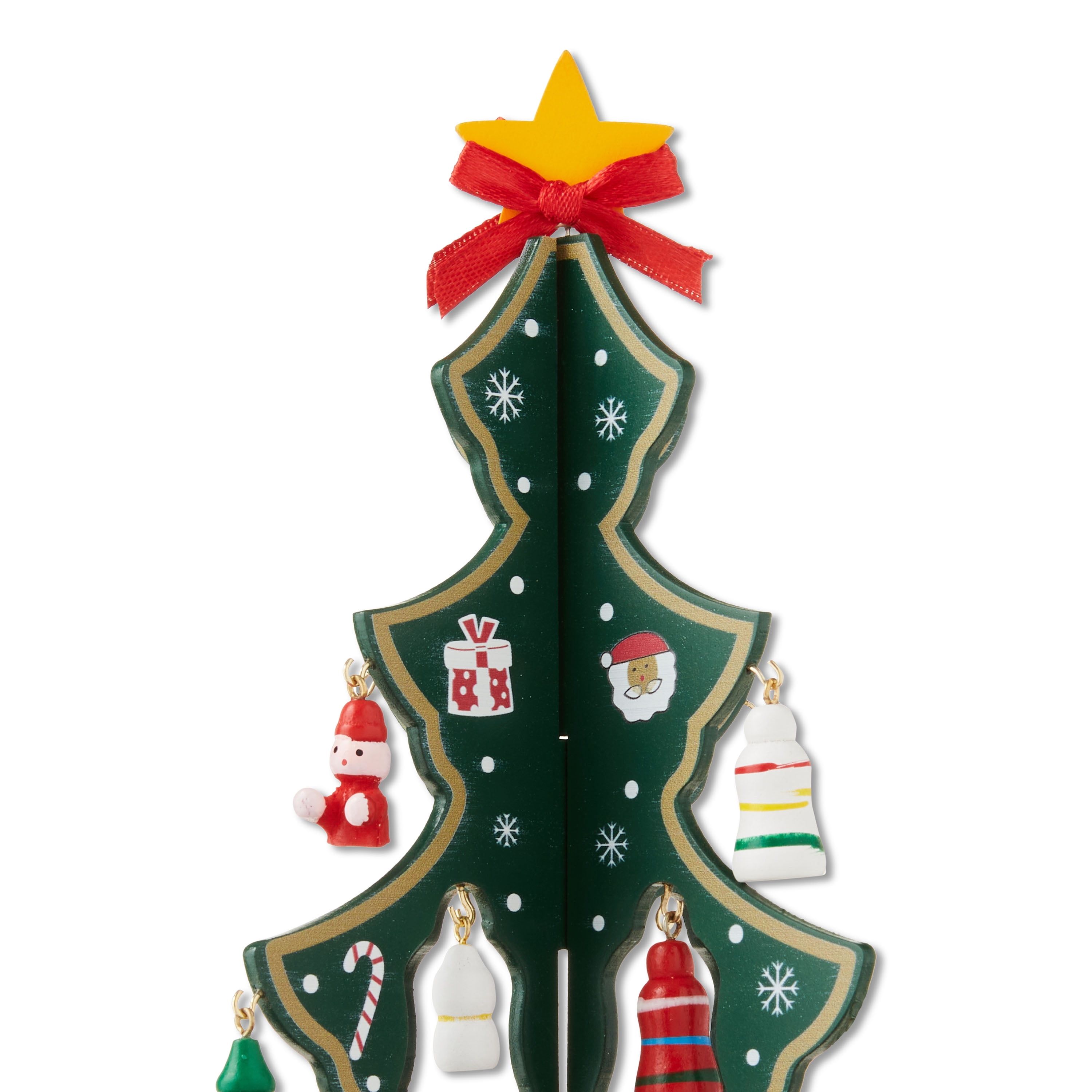Green Wood Mini Christmas Tree Set with Ornaments, 11", 24 Pieces, by Holiday Time