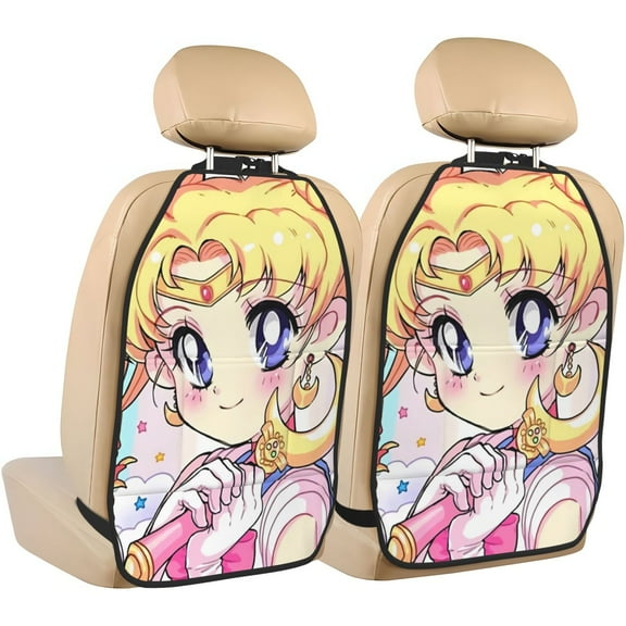 Sailor Moon Car Seat Anti-Kick Storage Mat 2pcs Set,Sturdy And Durable, Colorfast And Easy To Clean
