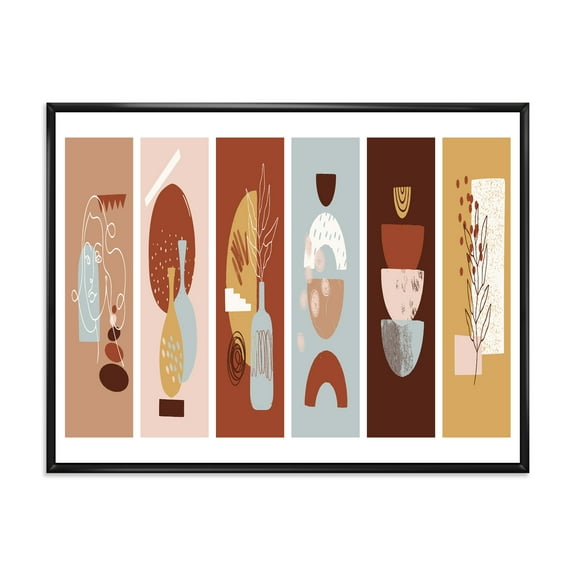 Designart 'Compostion Minimalistic of Organic Shapes V' Modern Framed Canvas Wall Art Print