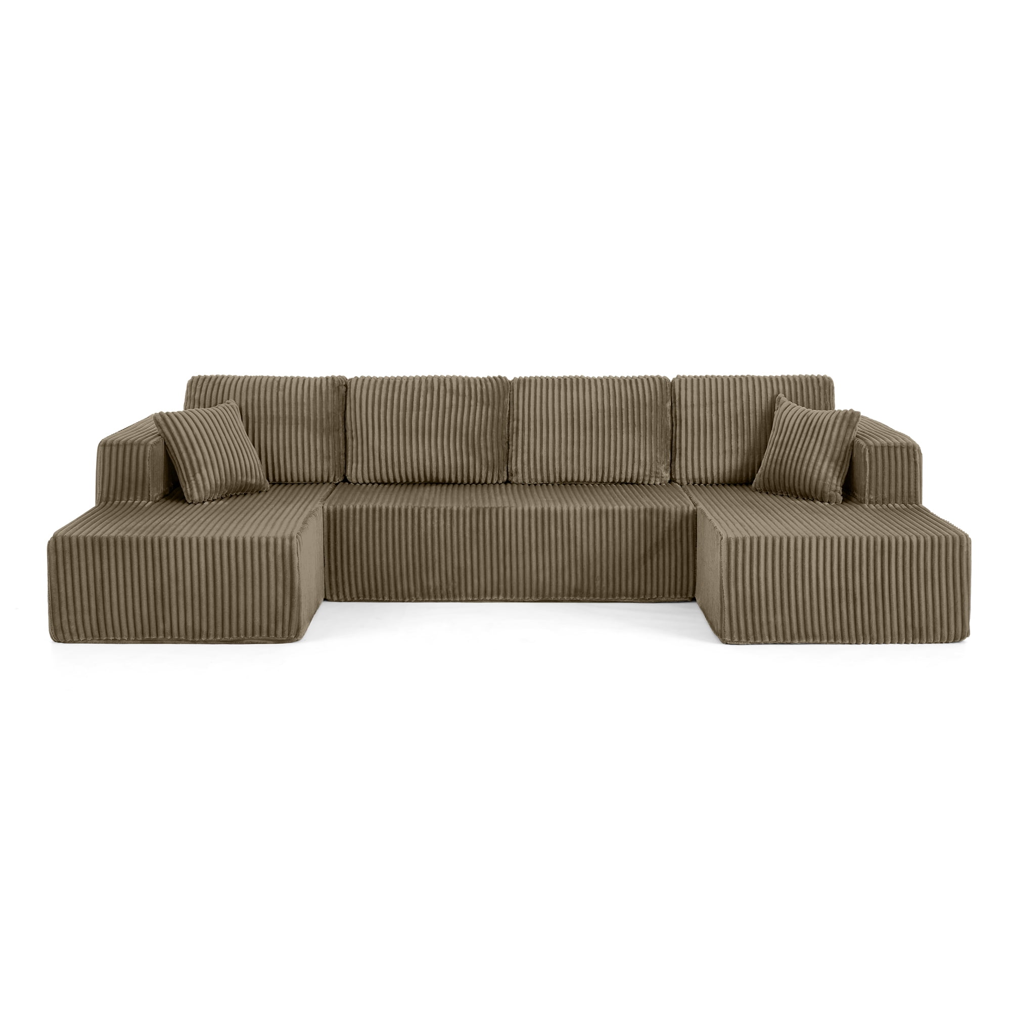 U Shape Modular Sectional Sofa with Chaise, Modern Minimalist Corduroy Couch with Sleeper Design, Comfy Space-Efficient Modular Sofa Set for Living Room, Apartment