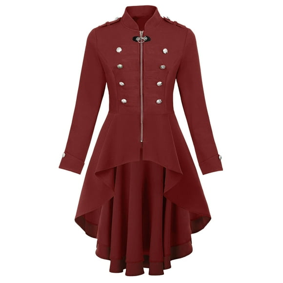 Huanglei Veste pour Femmes Queue-de-Pie Boutons Décorés Costume Fluide