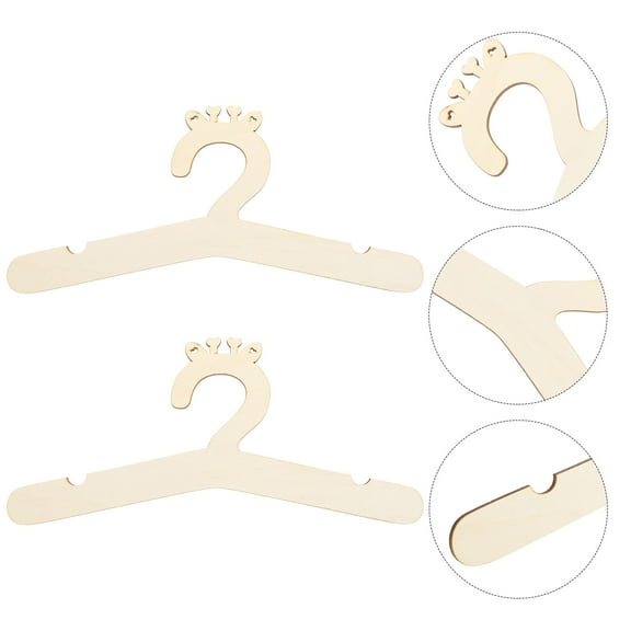 WHAMVOX  2 Pcs Baby Clothes Hangers with Clips Wooden Closet Infant Child