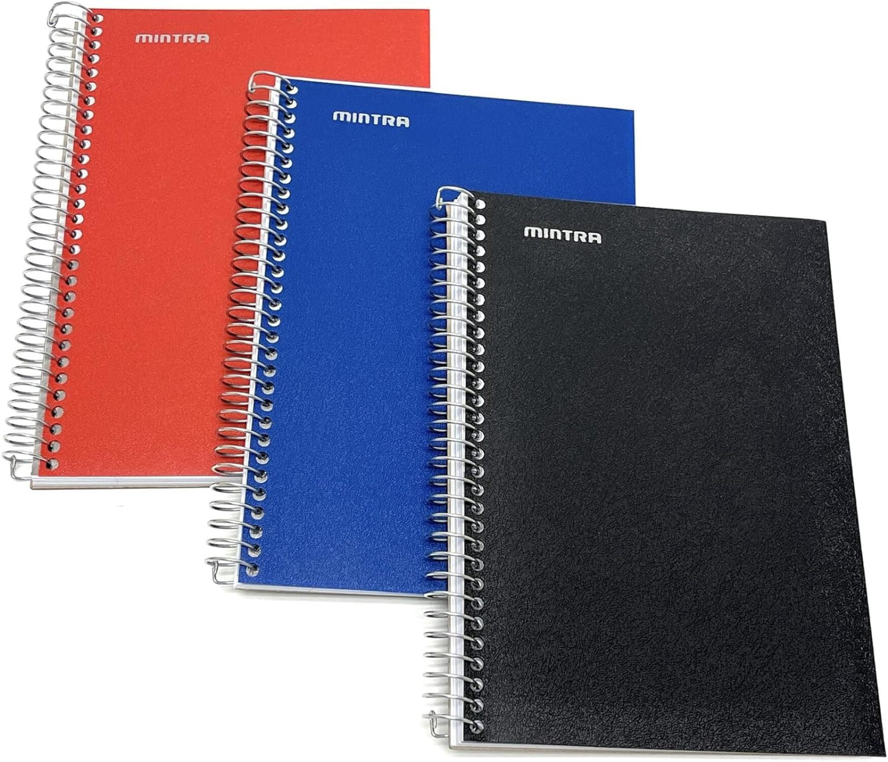 Mintra Spiral Notebook - 2 Subject (Olive, Arctic, Chili) - Junior Size, 3PK