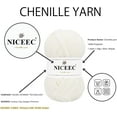 thumbnail image 4 of NICEEC 3 Skeins Soft Chenille Yarn Blanket Yarn Velvet Yarn for Knitting Fancy Yarn for Crochet Weaving DIY Craft Total Length 3×85m (3×93yds, 3×50g)_Cream White, 4 of 7