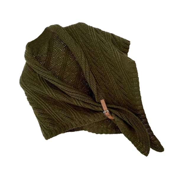 Qarigey Mantón de mujer primavera otoño abrigos cálidos Color sólido señora hombro bufanda Poncho decoración Triangular ropa de abrigo cómoda Accesorios de disfraces Verde Qarigey AP013142-08