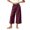 Wine, variant on Bxsruta Women's Wide Leg Capri Pants Drawstring Elastic Waist Summer Casual Loose Trousers