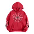 thumbnail image 2 of Spider Web Graphic Zip Up Hoodie Oversized Sweatshirt For Men Women Vintage Y2K Streetwear Long Sleeve Drawstring Casual Jacket Halloween Tops Red L, 2 of 4