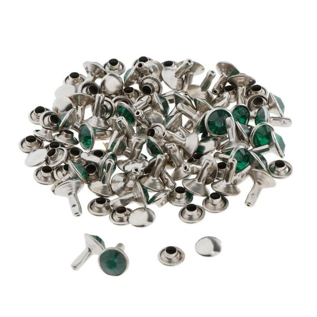 veasfak 50 Sets Double Side Rivets Studs DIY Shoes Clothes Snap Button 7mm - Yellow, 7mm Green