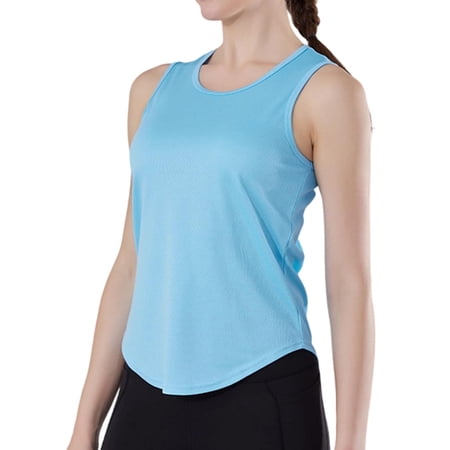 LPZOOGU Womens Racerback Athletic Tank Top Moisture Wicking Quick Dry Curved Hem Gym Workout Running Yoga Top