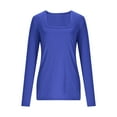 thumbnail image 7 of Lenpel Long Sleeve Shirts for Women Square Neck Ribbed Knit Slim T-Shirts Basic Casual Tunic Tees Going out Tops(Blue,Small), 7 of 7
