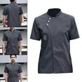 thumbnail image 3 of Veste de Chef à Manches Courtes Vêtements de Cuisine Simple Veste de Chef Manteau pour Restaurant Gris TG, 3 of 8