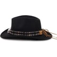 thumbnail image 3 of Sombrero de vaquero deformable unisex, sombrero de vaquera occidental, sombrero de vaquero para el interior del país, sombrero Fedora de ganadero con banda trenzada y calavera de toro, 3 of 7
