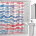 thumbnail image 4 of Watercolors Red Blue Wave Fabric Shower Curtain Modern Art Washable Shower Curtains for Bathroom, Waterproof Bath Curtain with Hooks Home Decor 72x72in, 4 of 8