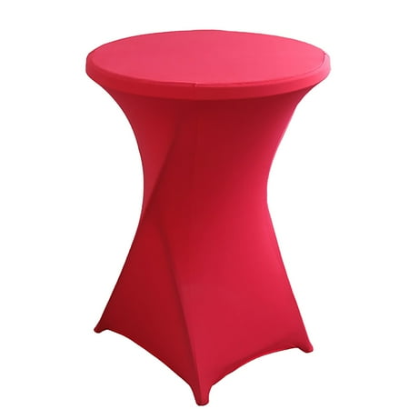 

Hot Sale! Shiogb (Cocktail Tablecloth*1 Piece) Cocktail Solid Color Polyester Round Banquet Elastic Table Cover (60×110cm) Bright Red Polyester Tablecloth