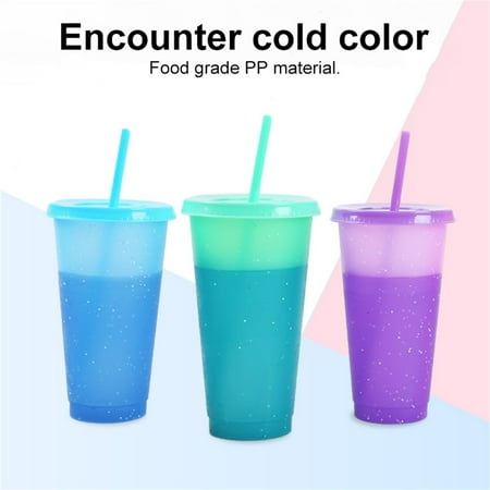 

GXSR 720ML Color Changing Cups Colors of Plastic Cups Reusable Tumbler with Lids and Straws Adult Children Cold Drink Cups Smoothie Cups Iced Coffee Cups Party Cups
