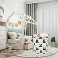 thumbnail image 5 of Howarmer Large Canvas Laundry Hamper, Baby Laundry Basket for Nursery Girl and Boy, Kids Clothes Hamper with Lid, Cute Kids Toys Storage Bin Organizer Animal Room Decor, Black Rabbit, 5 of 8