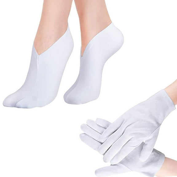Beauty Cotton Gloves and Socks for SPAS,Eczemas,Dry Hand,Dry Cracked Feet,Hands and Feet Skin Care Care,Day and Night