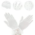 thumbnail image 2 of Unique Bargains 1 Pair Sunblock Mittens Rhinestone Lace Sun Block Driving Gloves for Women White, 2 of 5