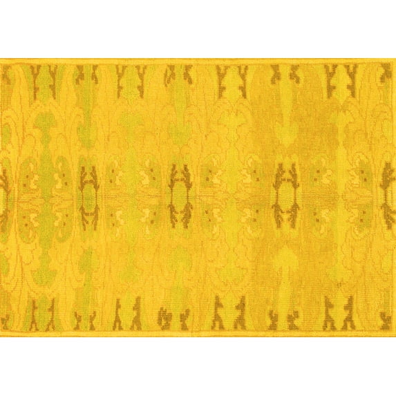 Ahgly Company Indoor Rectangle Abstract Yellow Modern Area Rugs, 2' x 4'