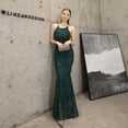 thumbnail image 1 of Vestido de fiesta de mujer de otoño con borlas de hilo de poliéster y cuentas de cola de pez para banquete, elegante, temperamento, modelo de coche de anfitrión anual, 1 of 6
