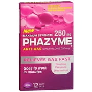 Phazyme Maximum Strength 250 mg Anti-Gas Simethicone Soft Gels, 12 EA