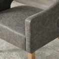 thumbnail image 2 of Upholstered PU Open Back Accent Armchair In With Weathered Rubberwood Legs For Living Room And Dining Room，Gray, 2 of 9