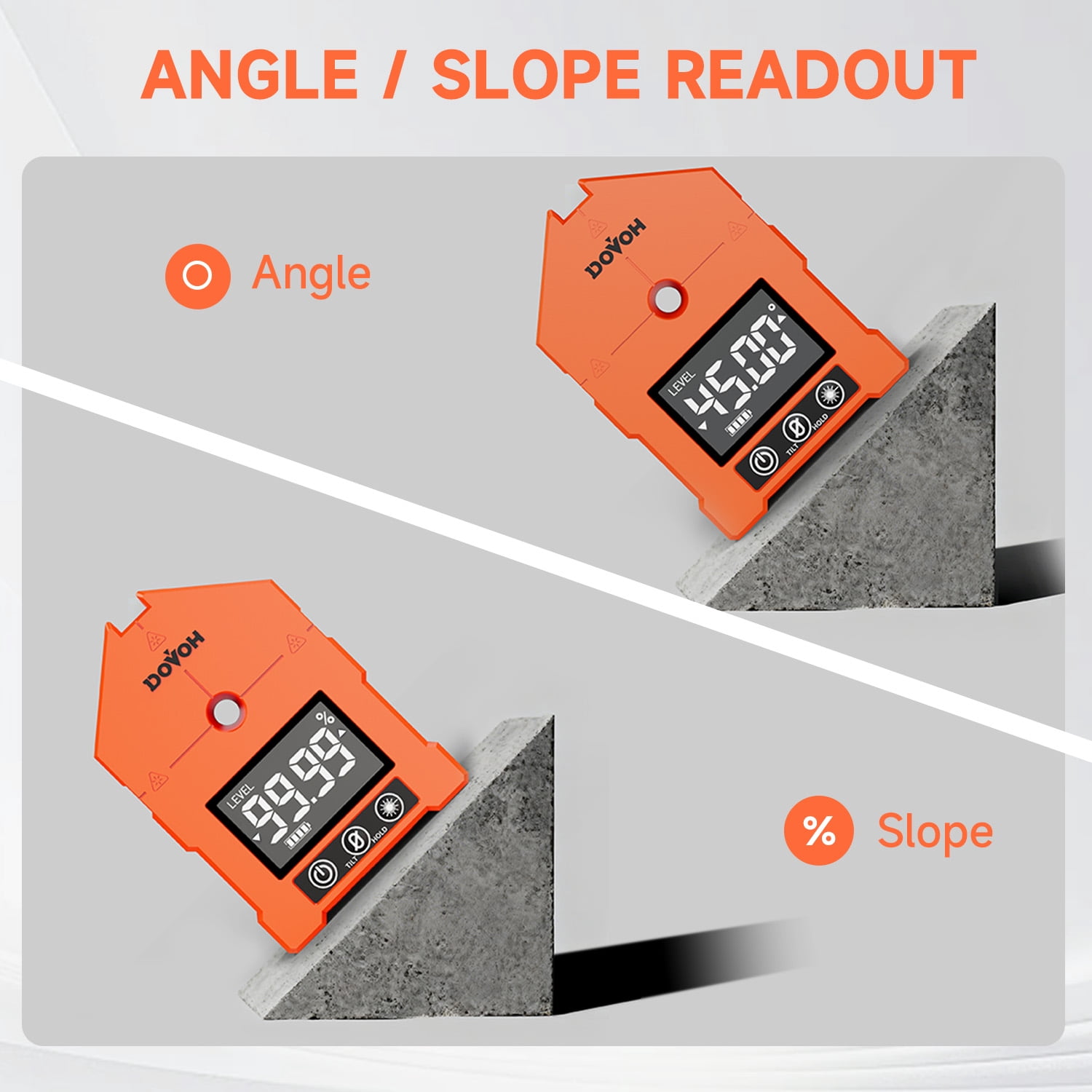 DOVOH 3-in-1 Digital Angle Finder Laser Level, Green Beam Magnetic Rechargeable Inclinometer Measuring Tool,WG-3L