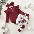 thumbnail image 5 of Younger Tree Infant Toddler Baby Girl Fall Long Sleeve Romper Pants Headband Clothes Outfits for 6-12 Months, 5 of 8