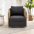 thumbnail image 5 of BISHE Swivel Accent Chair with Armrests, Comfortable Upholstered Round Barrel Club Chair, Boucle Leisure Armchair, Modern Accent Chair for Living Room, Bedroom, Office, Hotel (Carbon Black-Boucle), 5 of 9