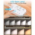 thumbnail image 3 of One Beat LED Small Desk Lamp Power Strip 5ft Extension Cord, 3 Outlets, 4 USB Ports(2 USB C), 4 Modes, 5 Level Touch- Home, Office, Bedroom, Bedside, Study Reading Light, Dorm Room Essentials, White, 3 of 6