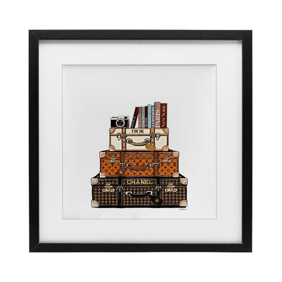 Stupell Industries Modern Stacked Glam Suitcases Black Framed Print Under Glass, 13 x 13, by Amanda Greenwood