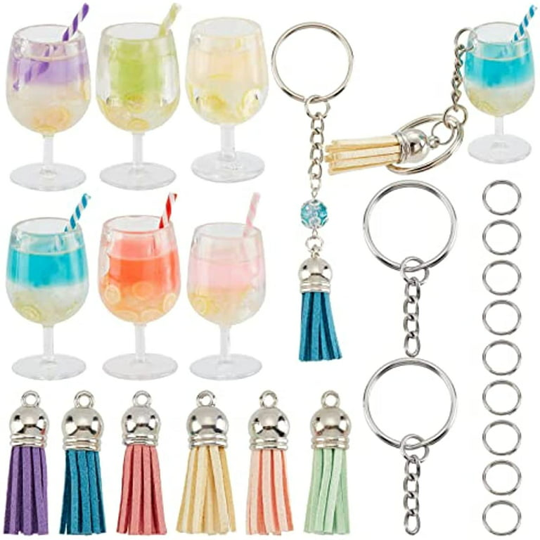 48Pcs 6 Styles Fruit Keychain Charms Key Chain Making Kits Acrylic Mini  Bottle Cup Charm Tassel Pendants Juice Tea Theme Ring with Chain for  Jewellery Making Charms Crafts Supplies Women 