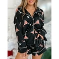 thumbnail image 4 of ZAXARRA Women 2 Piece Pajama Set Dessert Print Long Sleeves Shirt and Elastic Shorts for Loungewear Soft Sleepwear, 4 of 9