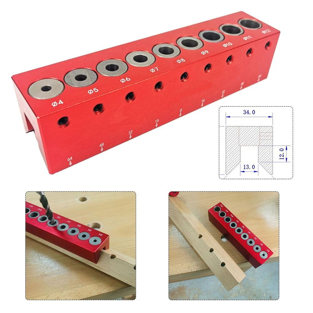 4-12mm Vertical Pocket Hole Jig Woodworking Dowel Drill Guide Centering Locator