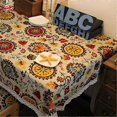 thumbnail image 3 of Vintage Lace Sunflower Tablecloth, Linen Embroidered Rectangular Washable Dinner Picnic 90*90cm, 3 of 4