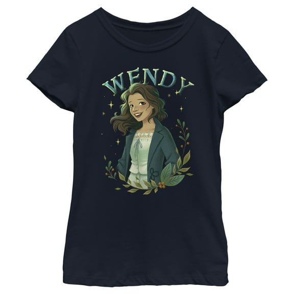 Girl's Peter Pan & Wendy Wendy Portrait Graphic Tee Navy Blue Large