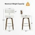 thumbnail image 5 of WOOW DEPOT PU Swivel Bar Stools Set of 2, 26" Seat Height Modern Upholstered Bar Chairs w/ Mid-back Round Seat Walnut Legs Leather Island Stools for Kitchen Counter, 5 of 11