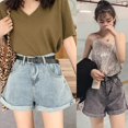 thumbnail image 4 of Korean Version Of Retro High Waist Loose All-match Rolled Edge Casual Fashion Denim Shorts, 4 of 6