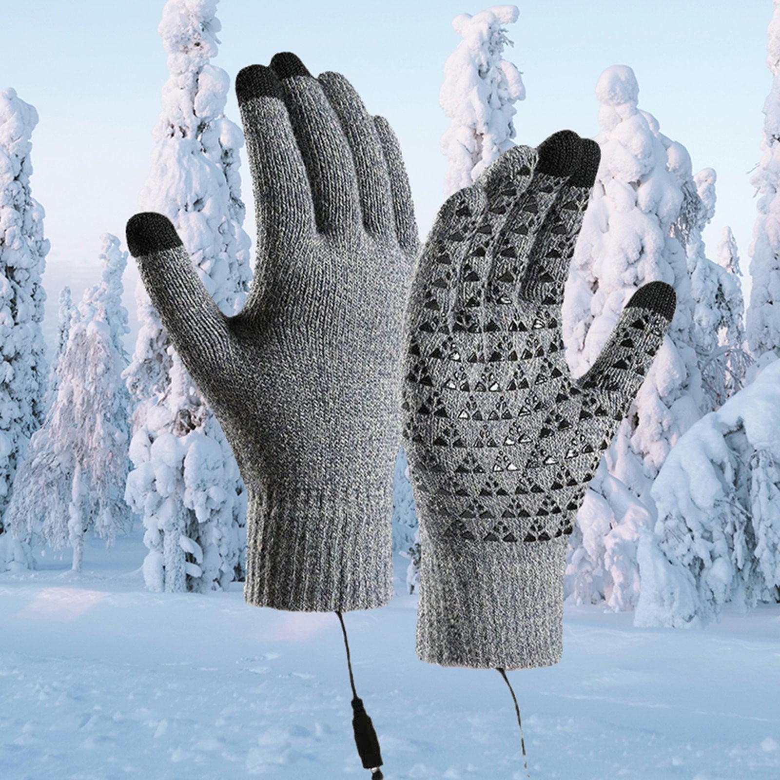 Heated Touchscreen Winter Gloves USB Rechargeable for Cold Weather,Thermal Warm Gloves for Men Women with Upgraded Heating,for Outdoor Skiing&Winter Activities,Soft Knit Lining Gloves