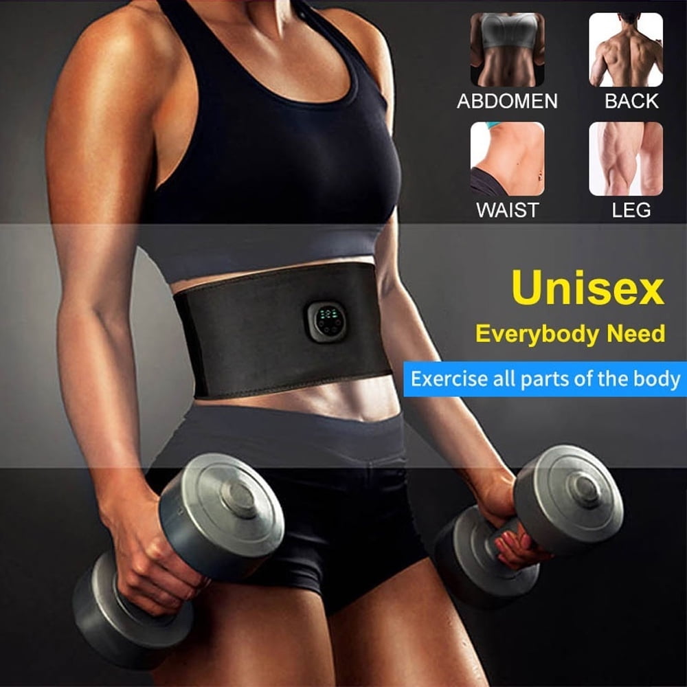 Intelligent Unisex USB Rechargeable EMS Fitness Trainer Belt LED Display Electrical Muscle Stimulator Abdominal Muscle