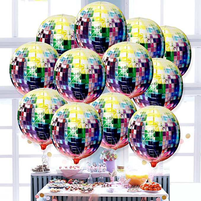 12Pcs Disco Foil Balloons Silver Aluminum Mylar Helium Balloon