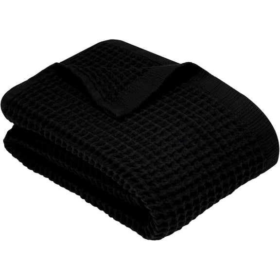 DEMMEX Organic Cotton Waffle Turkish Bath Towel, 60x30 in – 100% Oeko-TEX Certified Ultra Soft Premium Turkish Cotton - Lightweight Quick Dry Waffle Weave Turkish Towel (Jet Black)