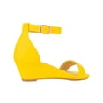 thumbnail image 3 of Women's Adjustable Ankle Strap Open Toe Low Wedge Sandal Comfortable Platform Heeled Sandals, 3 of 5