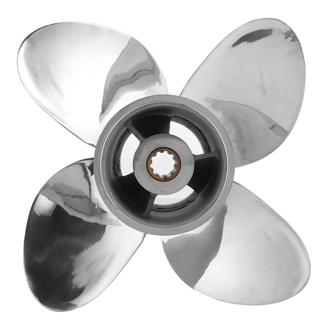 Stainless Steel Propeller 10t Propeller Propeller For Propeller Marine Outboard Propeller 4 Blades 10 Spline Teeth Fit For 25-30HP 3in Gearcase
