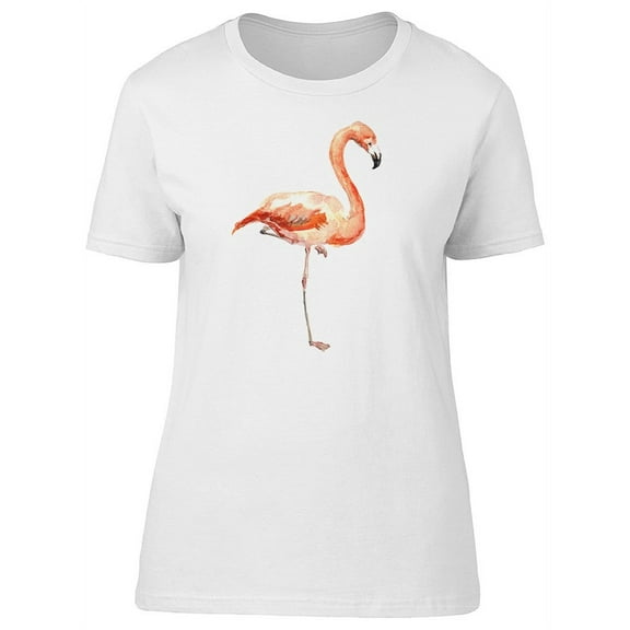 Watercolor Pink Flamingo Bird T-Shirt Women -Image by Shutterstock, Female Small