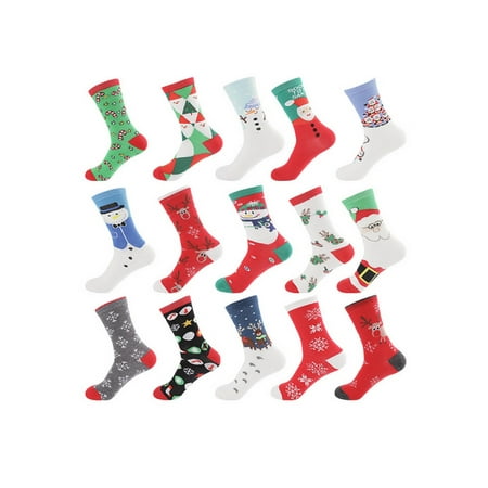 

10Pcs Christmas Socks with Cartoon Pattern Warm Winter Accessory Christmas Gift Socks for Women and Men