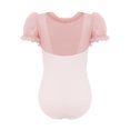 thumbnail image 4 of Doomiva Kids Girls Puff Sleeve Ballet Leotard Toddler Dance Mesh Spliced Gymnastics Bodysuit Outfit Pink 130, 4 of 6