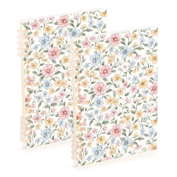 FORMRS 1-Subject Spiral Notebook 8" x 5" College Ruled 60 Refillable Sheet A5 Hard Cover, Pastel Floral Pattern