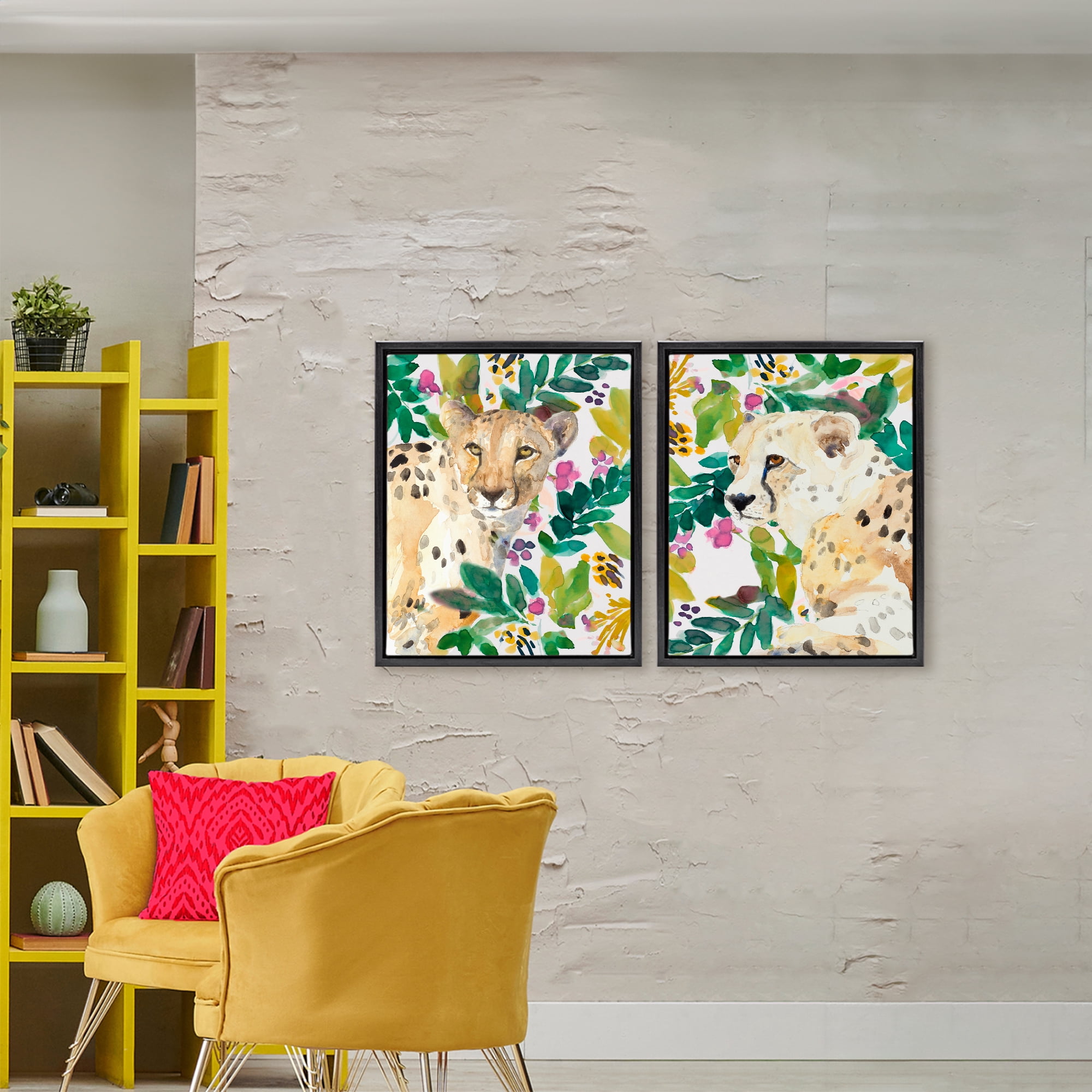Stupell Industries Botanical Garden Wildlife 2 Piece Black Framed Floater Canvas Set, design by Lanie Loreth