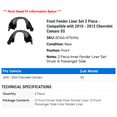 thumbnail image 2 of Front Fender Liner Set 2 Piece - Compatible with 2010 - 2013 Chevy Camaro SS 2011 2012, 2 of 2